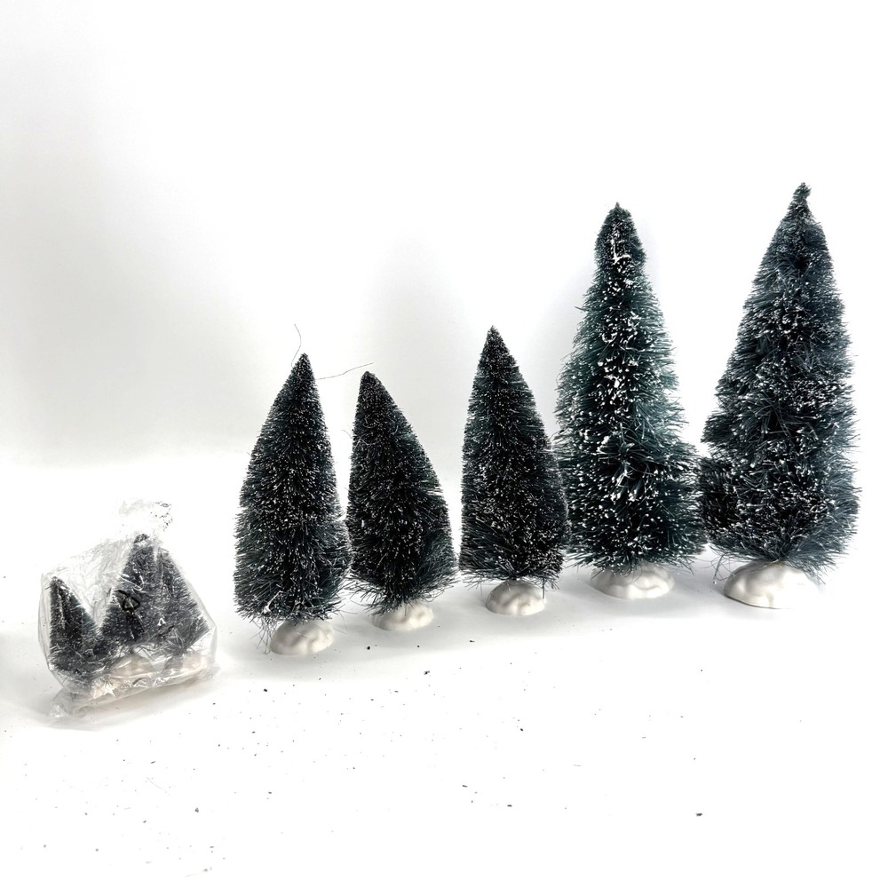 Lot of 8 Christmas Trees Snow Flecked Jupiter 8.75" & 6" & 3" Villageβ Accessory